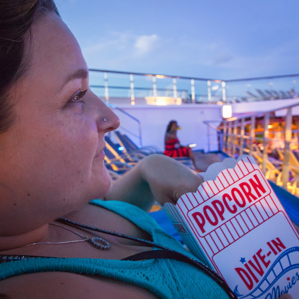 Woman Eating Popcorn